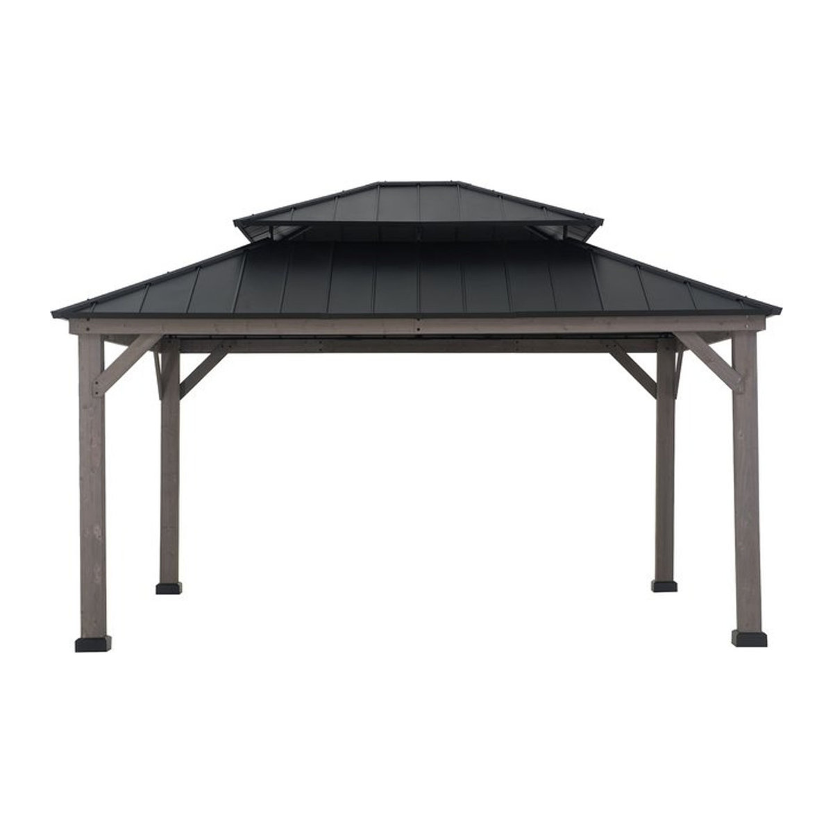 Sunjoy Gazebo RYSY Pavillon aus Zedernholz in Schwarz und Anthrazit, Breite: 450 cm, Tiefe: 390 cm - Bild 1