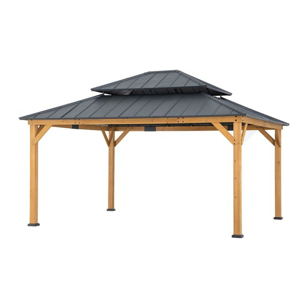 Sunjoy Gazebo TRIVOR aus Zedernholz in Anthrazit, B: 390 cm x T: 450 cm - Bild 1