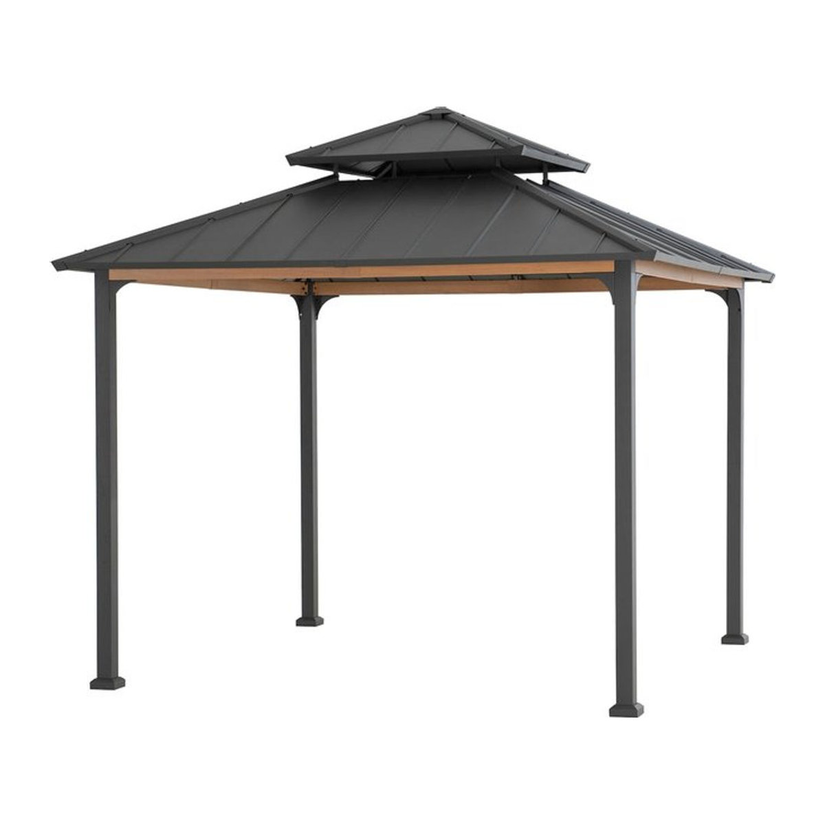 Sunjoy Stahl Pavillon Gazebo Pasu Modern Anthrazit B/T: 300 x 300 cm - Bild 1