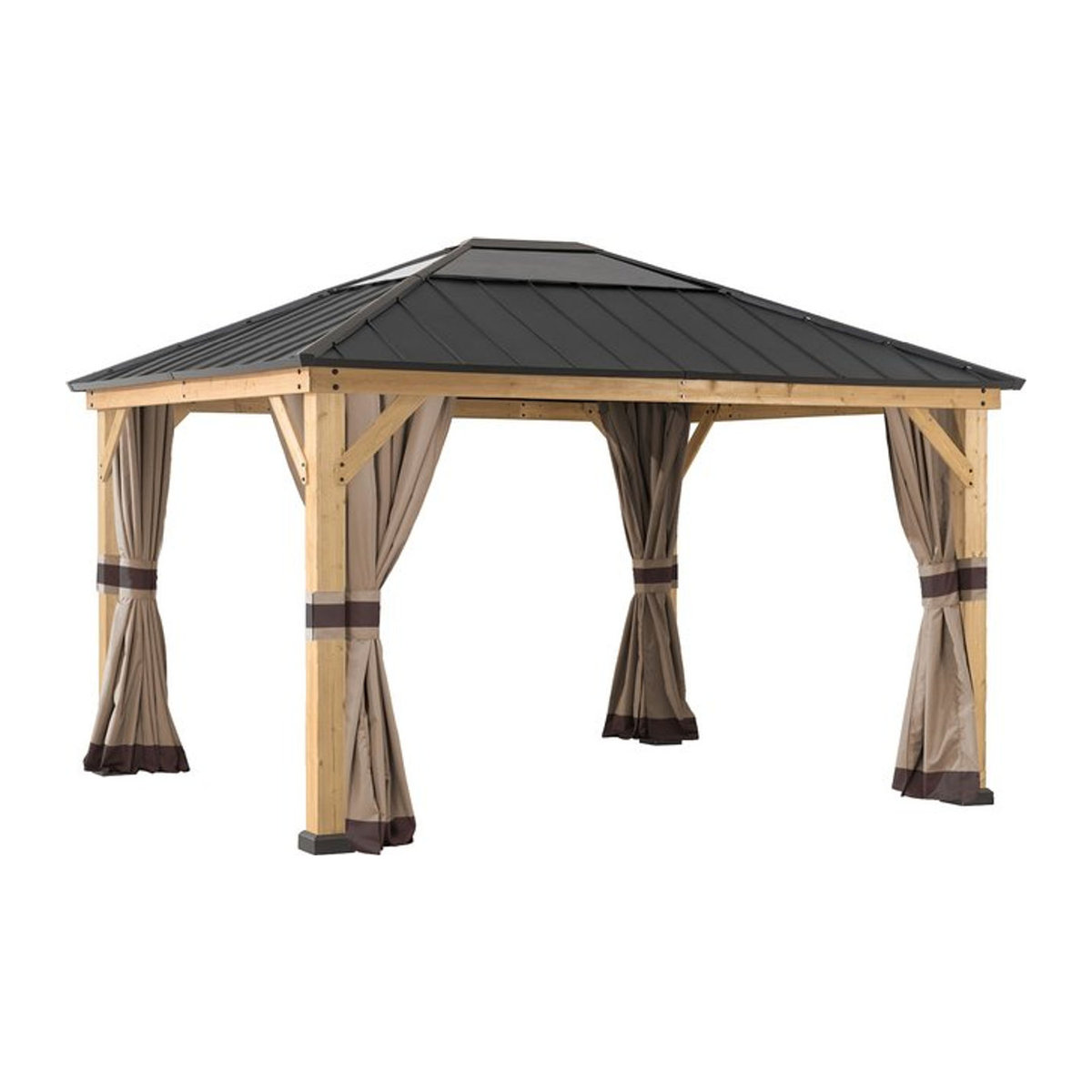 Sunjoy Vorhang für Zedernholz Gazebo B/H: 336 x 336 cm - Bild 1