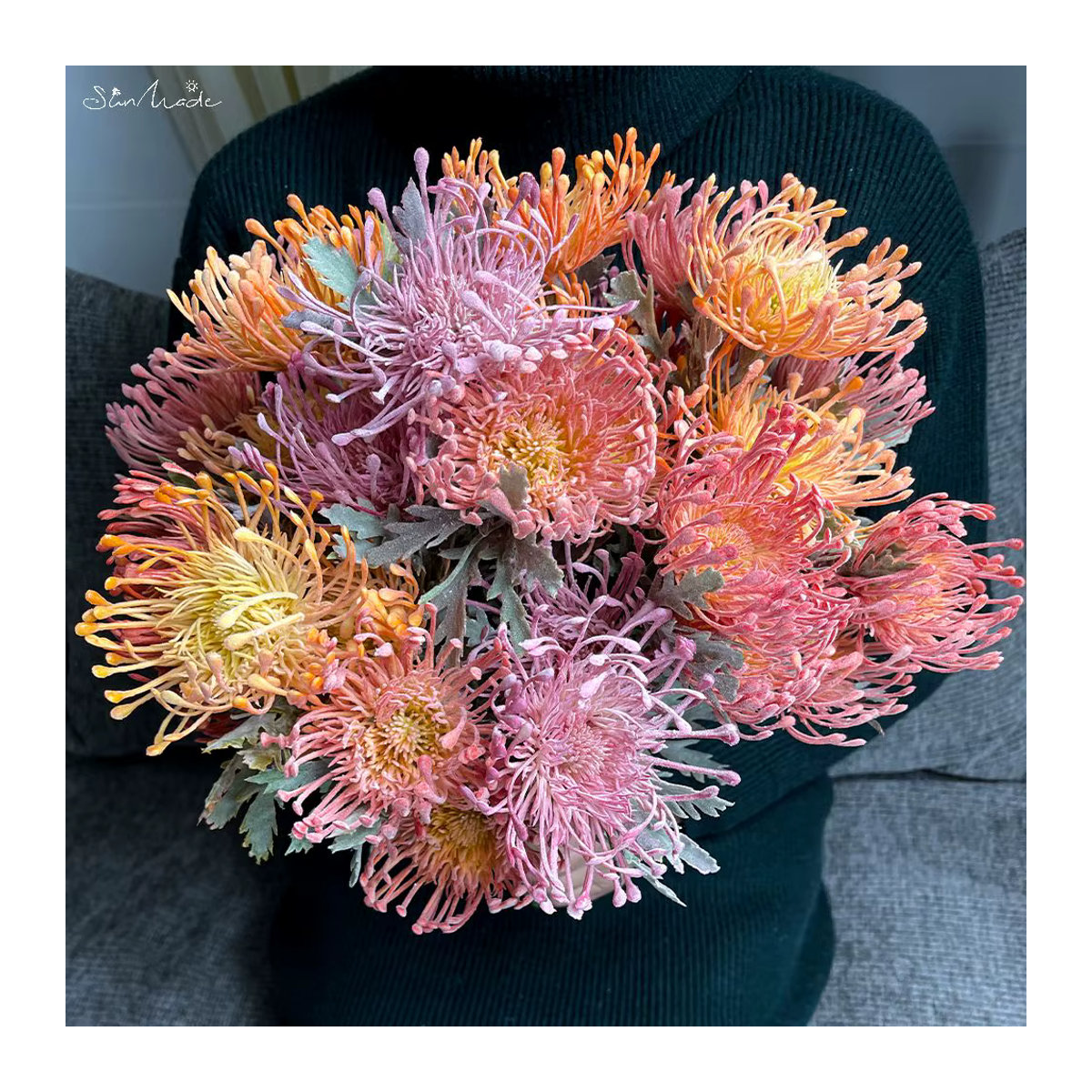 SunMade Künstliche Blumen als Einzelstiel in Gelb und Mehrfarbig zur Dekoration für Hochzeit und Wohnzimmer - Bild 2