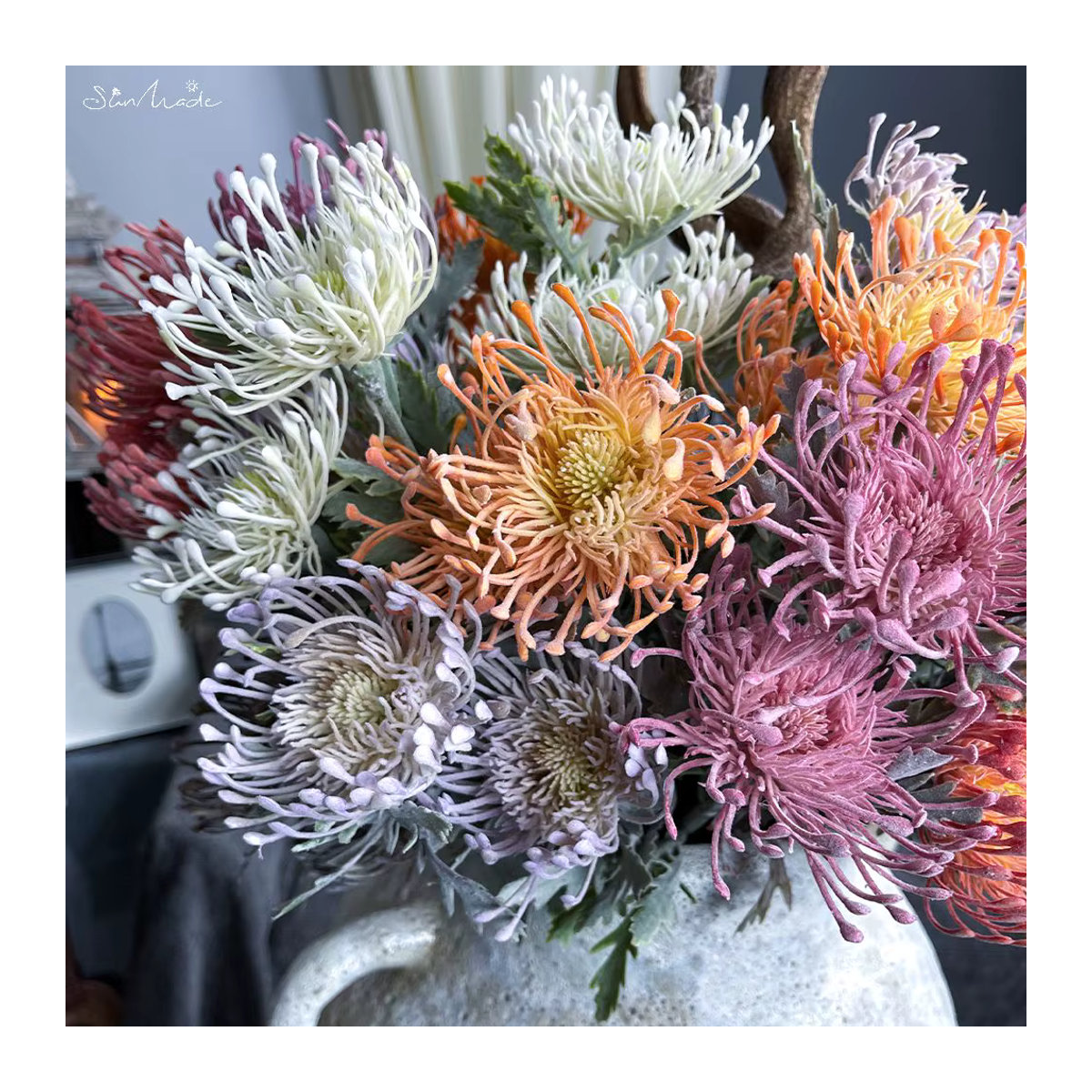 SunMade Künstliche Blumen als Einzelstiel in Gelb und Mehrfarbig zur Dekoration für Hochzeit und Wohnzimmer - Bild 3