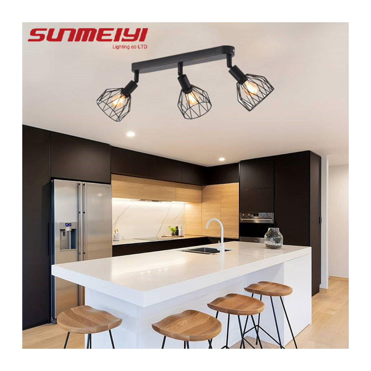 SUNMEIYI Deckenlampe im modernen Industrial Style aus Metall, Schwarz - Bild 1