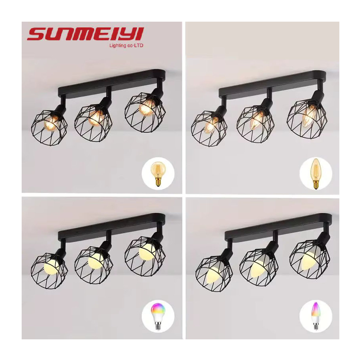 SUNMEIYI Deckenlampe im modernen Industrial Style aus Metall, Schwarz - Bild 3