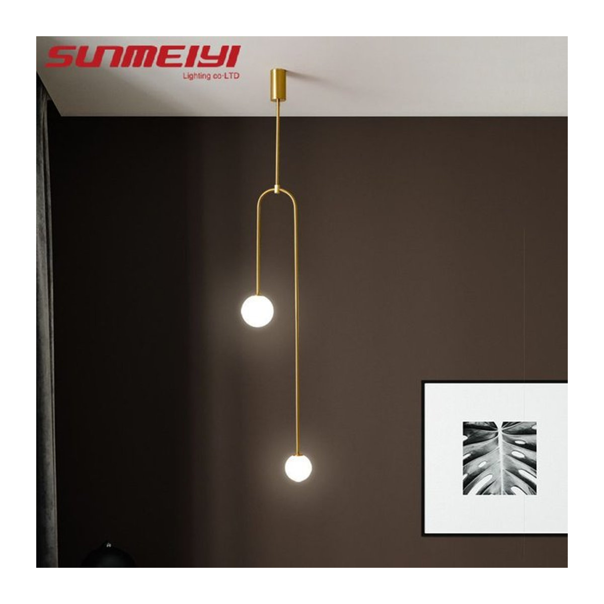SUNMEIYI Kronleuchter in Schwarz und Gold mit Glaskugeln im skandinavischen Design für dein Schlafzimmer - Bild 1