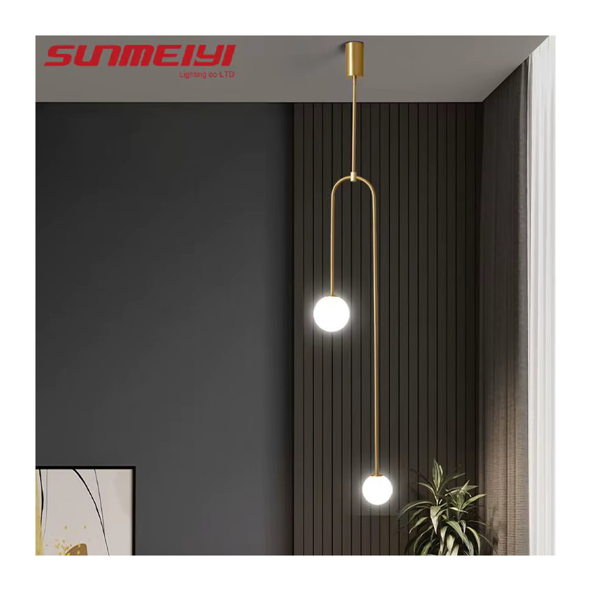 SUNMEIYI Kronleuchter in Schwarz und Gold mit Glaskugeln im skandinavischen Design für dein Schlafzimmer - Bild 2
