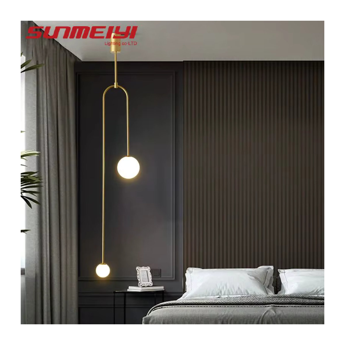 SUNMEIYI Kronleuchter in Schwarz und Gold mit Glaskugeln im skandinavischen Design für dein Schlafzimmer - Bild 3