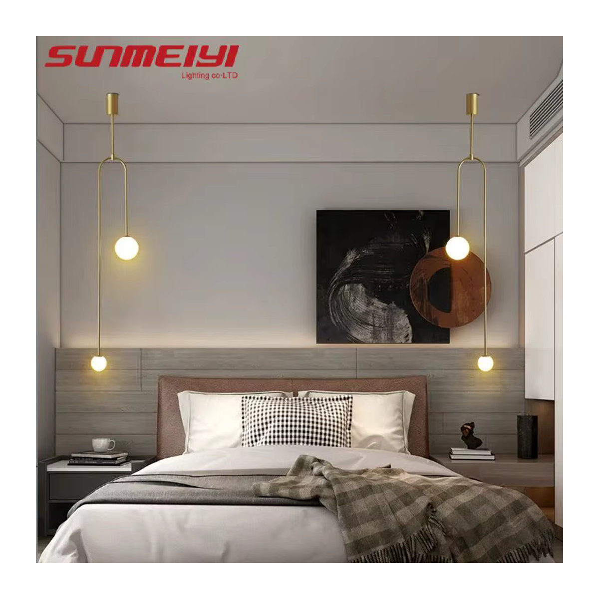 SUNMEIYI Kronleuchter in Schwarz und Gold mit Glaskugeln im skandinavischen Design für dein Schlafzimmer - Bild 4
