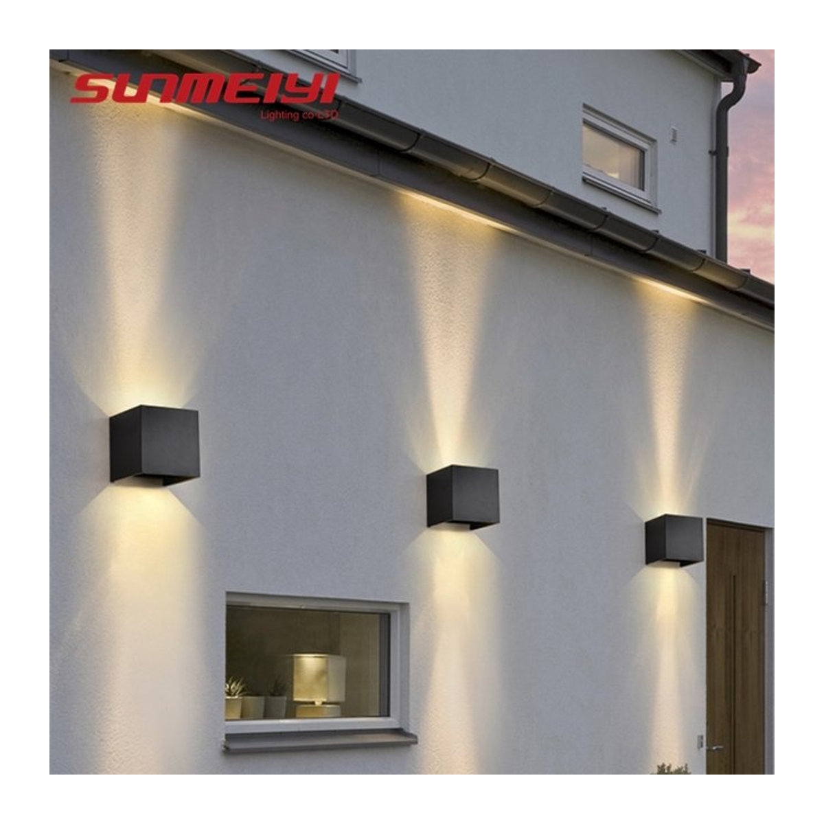 SUNMEIYI LED Außenwandleuchte 12W IP65 wasserdicht in Schwarz mit warmweißem Licht für Garten und Terrasse - Bild 1