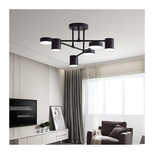 SUNMEIYI LED Kronleuchter im skandinavischen Design aus Metall, schwarz, drehbare Multi-Kopf-Innenleuchte für Wohnzimmer, Schlafzimmer