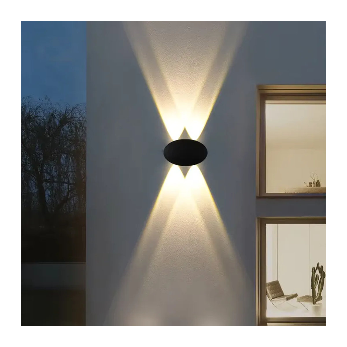 SUNMEIYI Moderne Ovale LED Wandleuchte aus Aluminium in Schwarz mit warmweißem Licht IP65 Wasserdicht für Innen und Außen - Bild 3