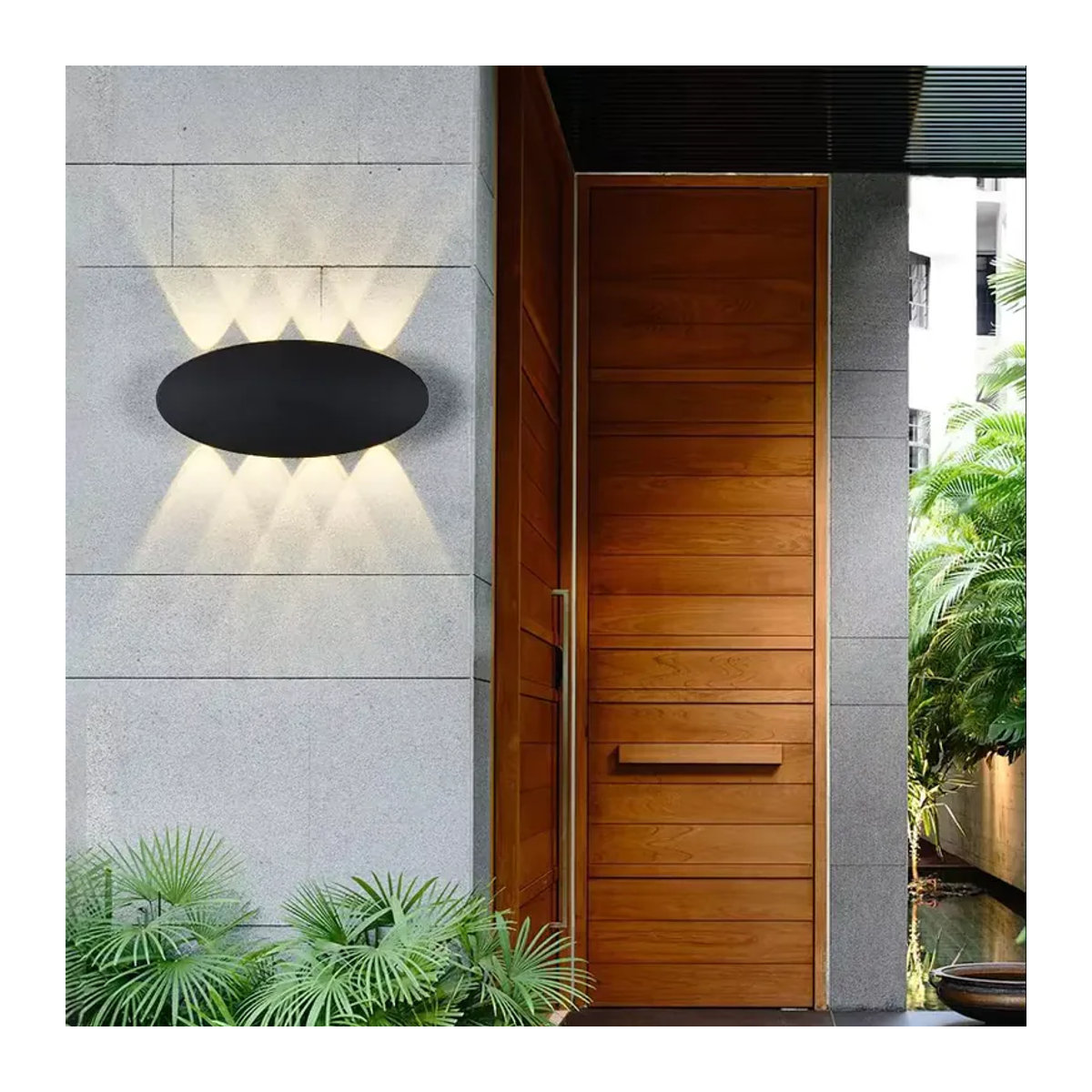SUNMEIYI Moderne Ovale LED Wandleuchte aus Aluminium in Schwarz mit warmweißem Licht IP65 Wasserdicht für Innen und Außen - Bild 4