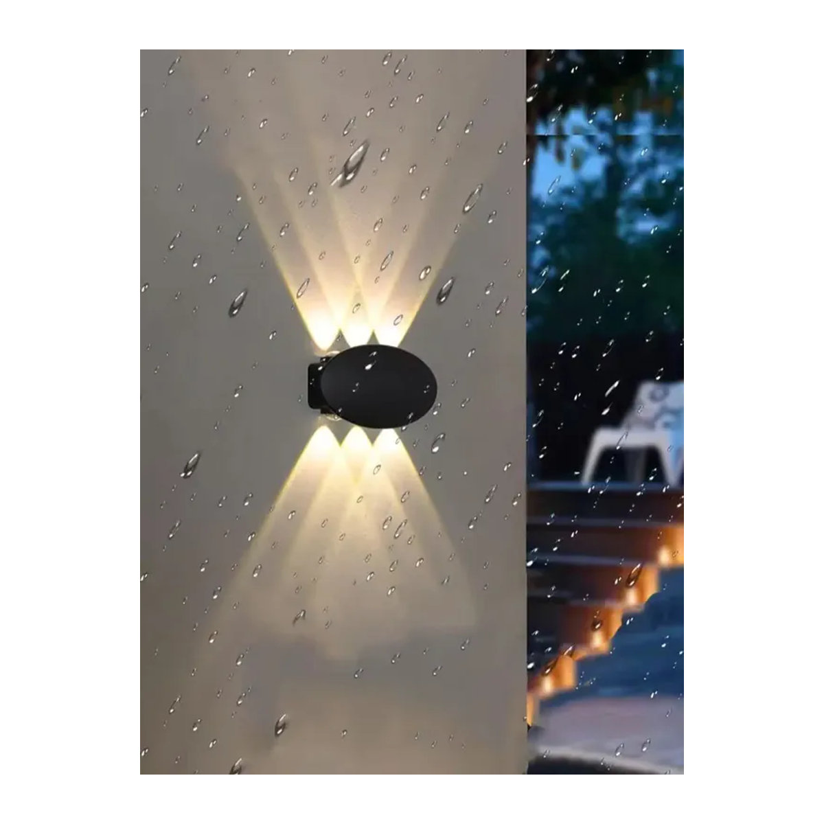 SUNMEIYI Moderne Ovale LED Wandleuchte aus Aluminium in Schwarz mit warmweißem Licht IP65 Wasserdicht für Innen und Außen - Bild 5