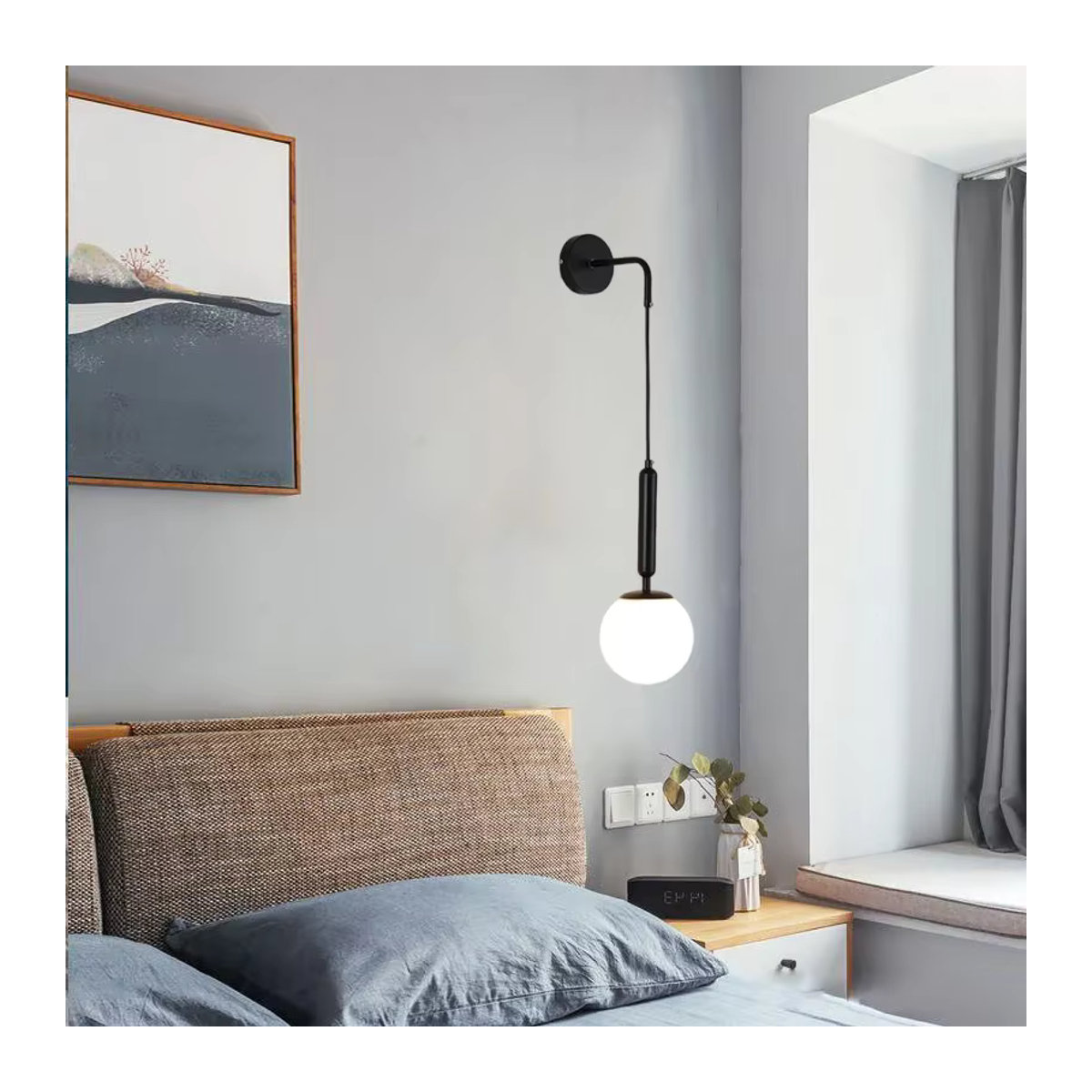 SUNMEIYI Nordic Licht Postmoderne Wandlampe mit Kunststoff-Kugel und E27 Fassung - Bild 2
