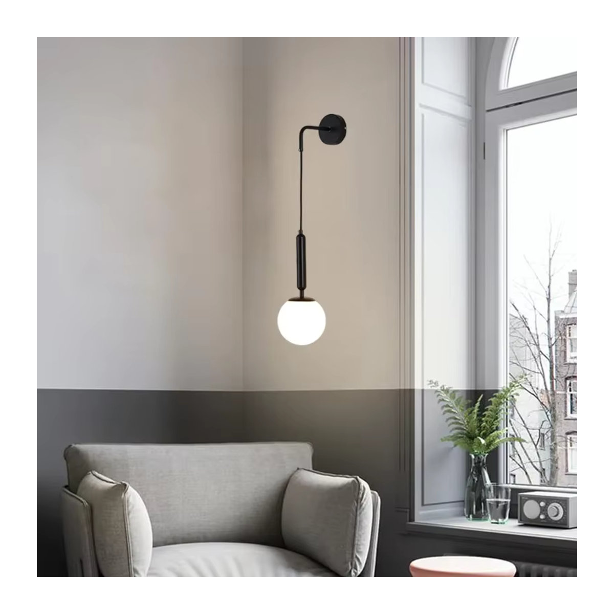 SUNMEIYI Nordic Licht Postmoderne Wandlampe mit Kunststoff-Kugel und E27 Fassung - Bild 3