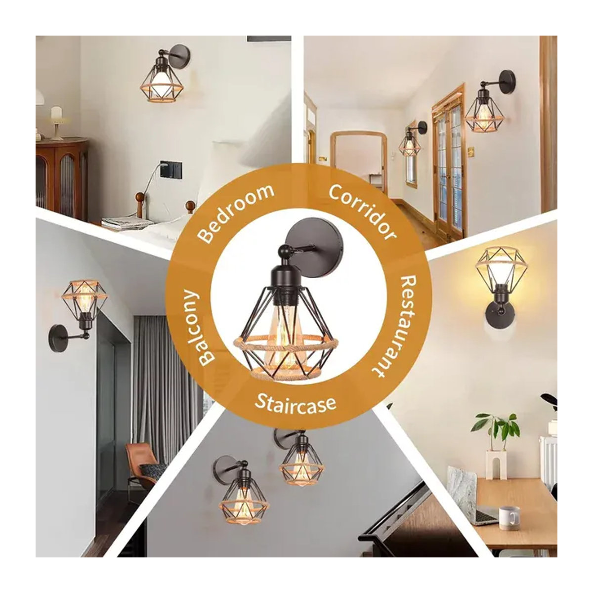 SUNMEIYI Retro Wandleuchte aus Metall im Industrial Design, Schwarz, E27 - Bild 1