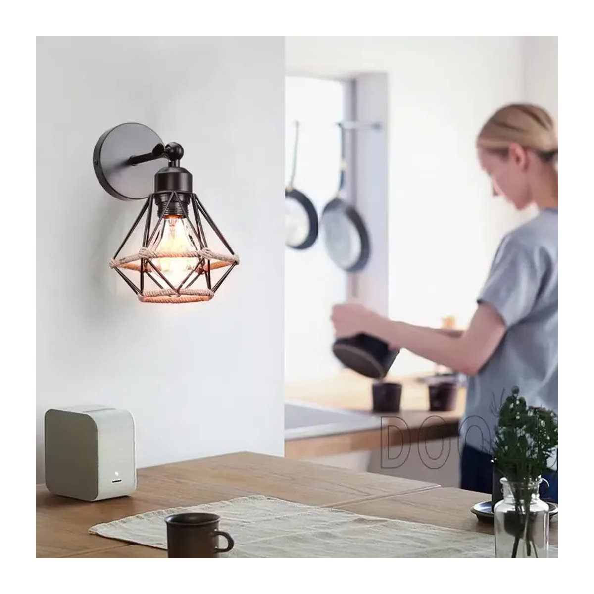 SUNMEIYI Retro Wandleuchte aus Metall im Industrial Design, Schwarz, E27 - Bild 5