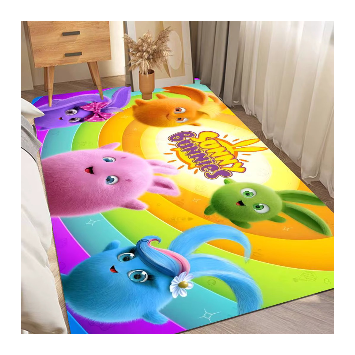 Sunny B-Bunnies Druckteppich Bodenmatte in Multicolor, rutschfeste Matte für Wohnzimmer, Waschküche oder Kinderzimmer - Bild 2