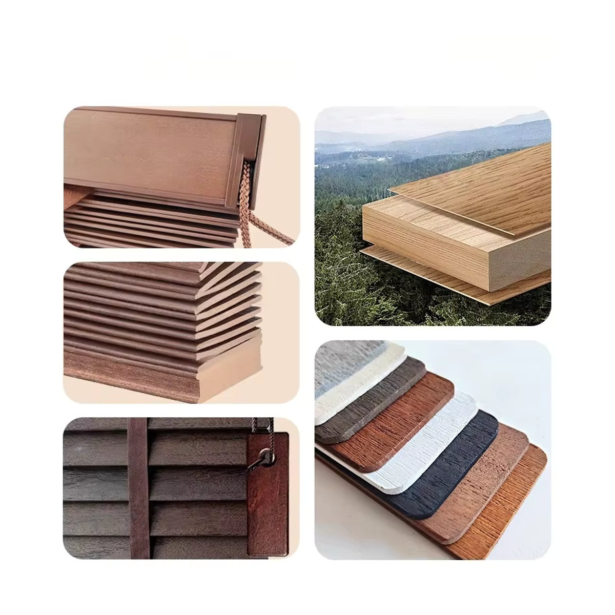 Sunroad Motorisierte Holzjalousien aus gebürstetem Holz in Braun, horizontale Fensterabdeckung für dein Arbeitszimmer und Wohnzimmer - Bild 3