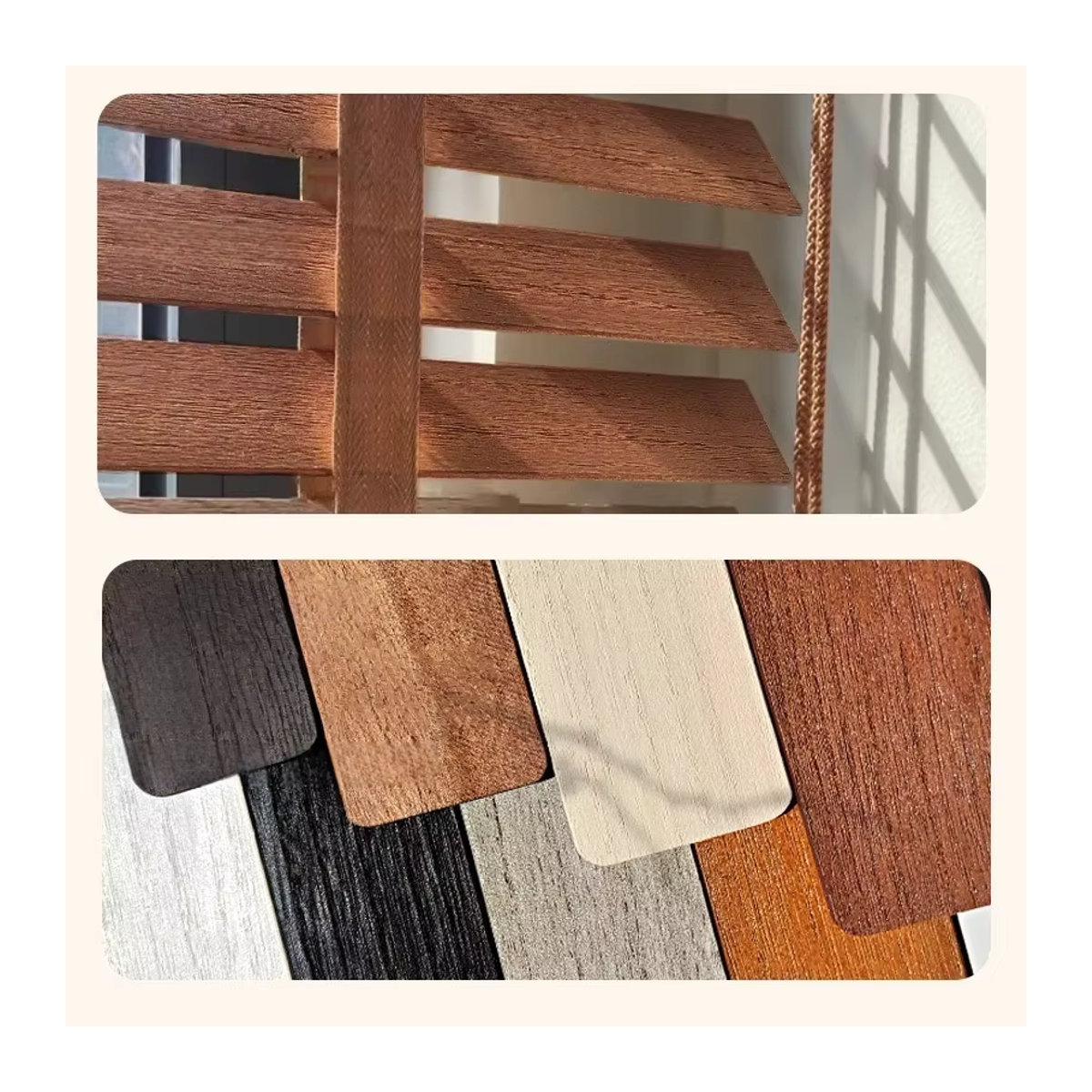 Sunroad Motorisierte Holzjalousien aus gebürstetem Holz in Braun, horizontale Fensterabdeckung für dein Arbeitszimmer und Wohnzimmer - Bild 4