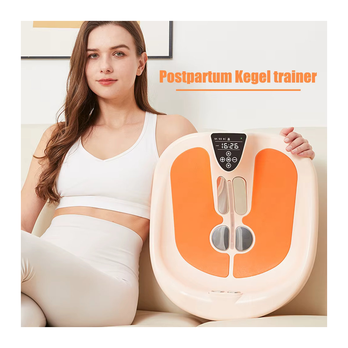 SUOLAER EMS Beckenbodentrainer Elektrischer Magnetischer Muskelaufbau Stuhl für Frauen zur Postpartalen Regeneration in Beige - Bild 2