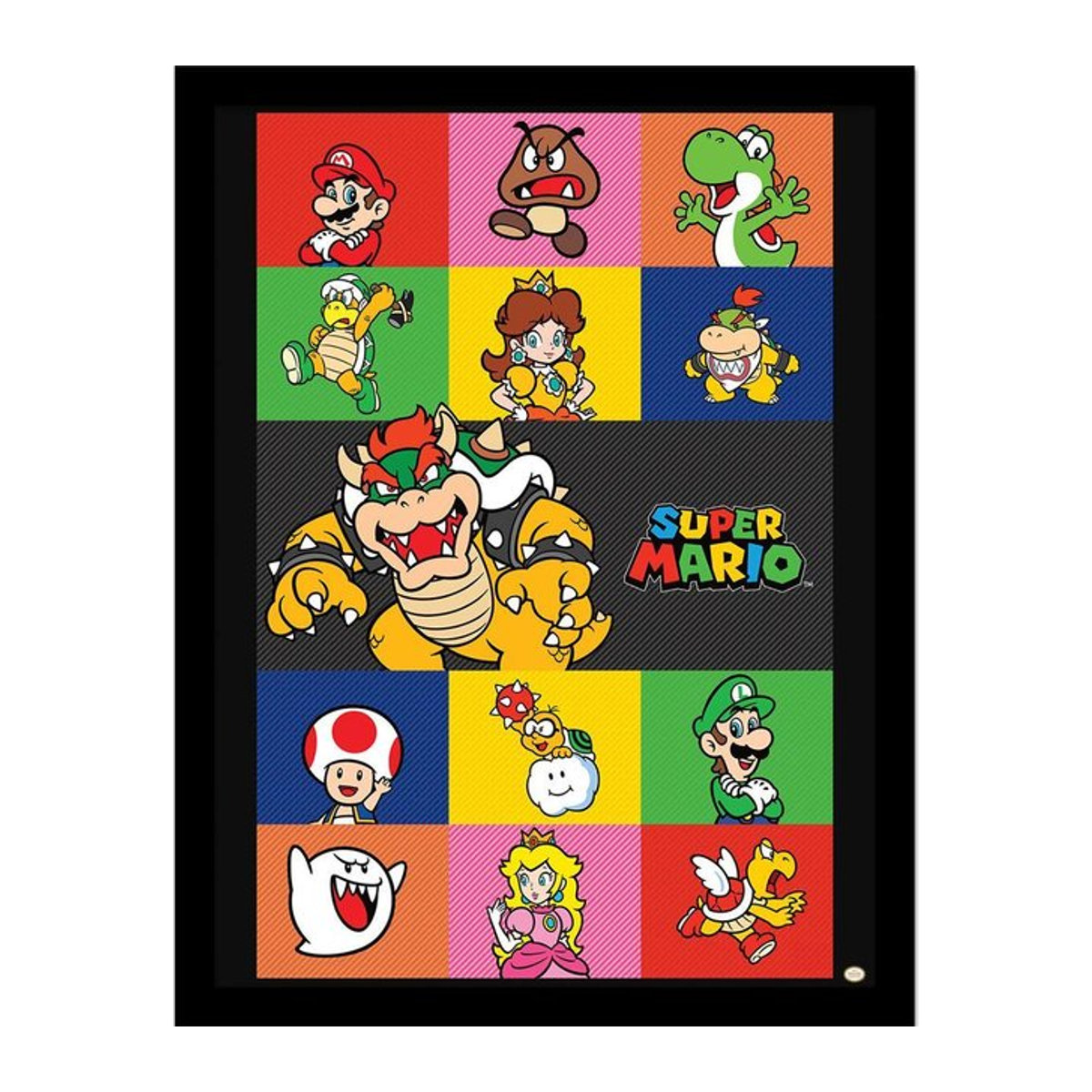 Super Mario Collage Gerahmter Druck in Schwarz, Breite: 40 cm, Höhe: 40 cm - Bild 1