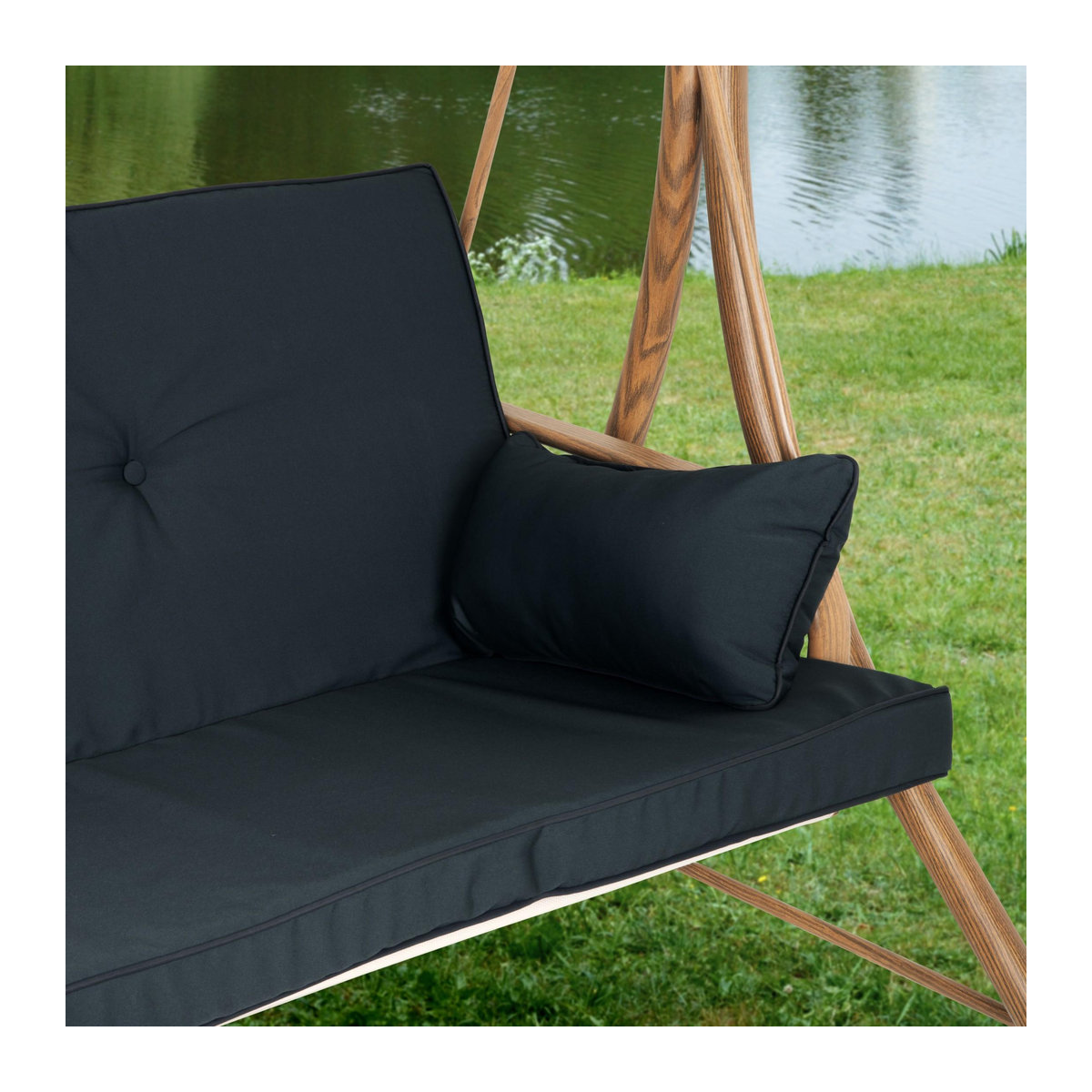 Super Merchant Gartenschaukel 3-Sitzer mit Dach aus Metall in Anthrazit, B/T/H: 214 x 130 x 130 cm - Bild 3