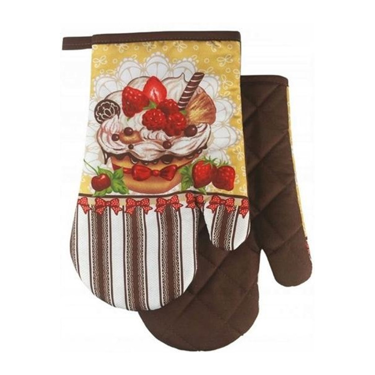 Super Merchant Küchenhandschuhe mit Magnet im 2er-Set mit Dessert-Motiv und Hitzeschutz bis 250°C - Bild 1