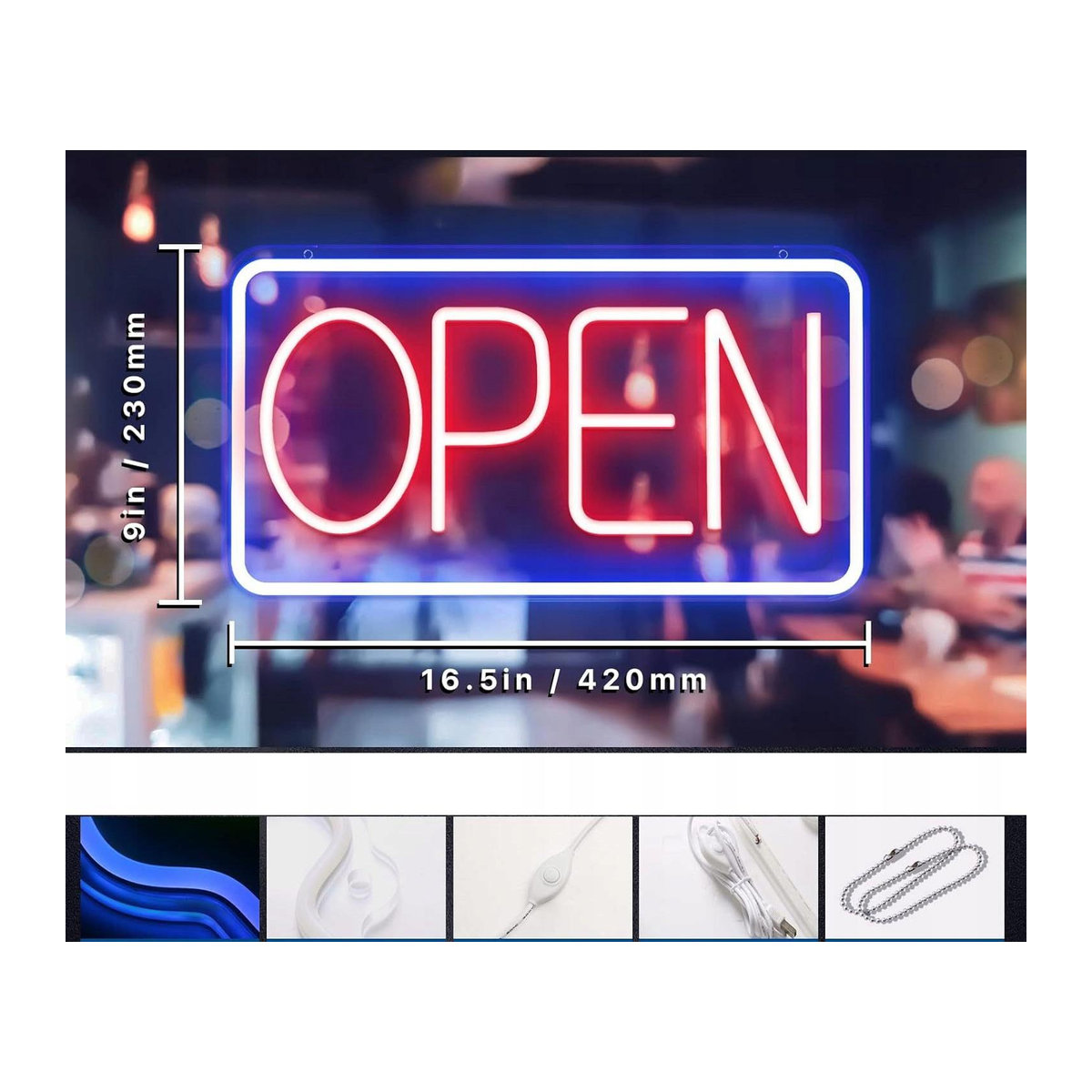 Super Merchant LED Neonschild Offen als USB-Anhänger für dein Geschäft, Café oder deine Bar - Bild 4