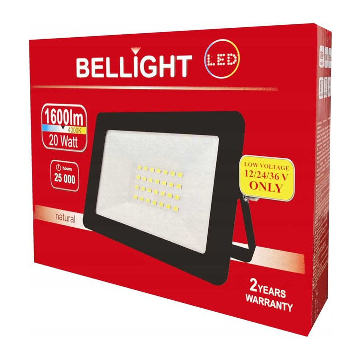 Super Merchant LED-Strahler 20W mit integriertem neutralweißem Licht 4000K, IP65 wetterfest, 12V/24V/36V AC/DC Floodlight - Bild 1