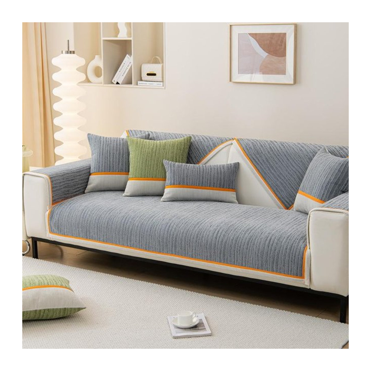 Super Six Chenille-Sofakissen in Grau mit Jacquard-Muster als dekorative Decke und Schutz für dein Sofa, B/B: 70 x 70 cm - Bild 1