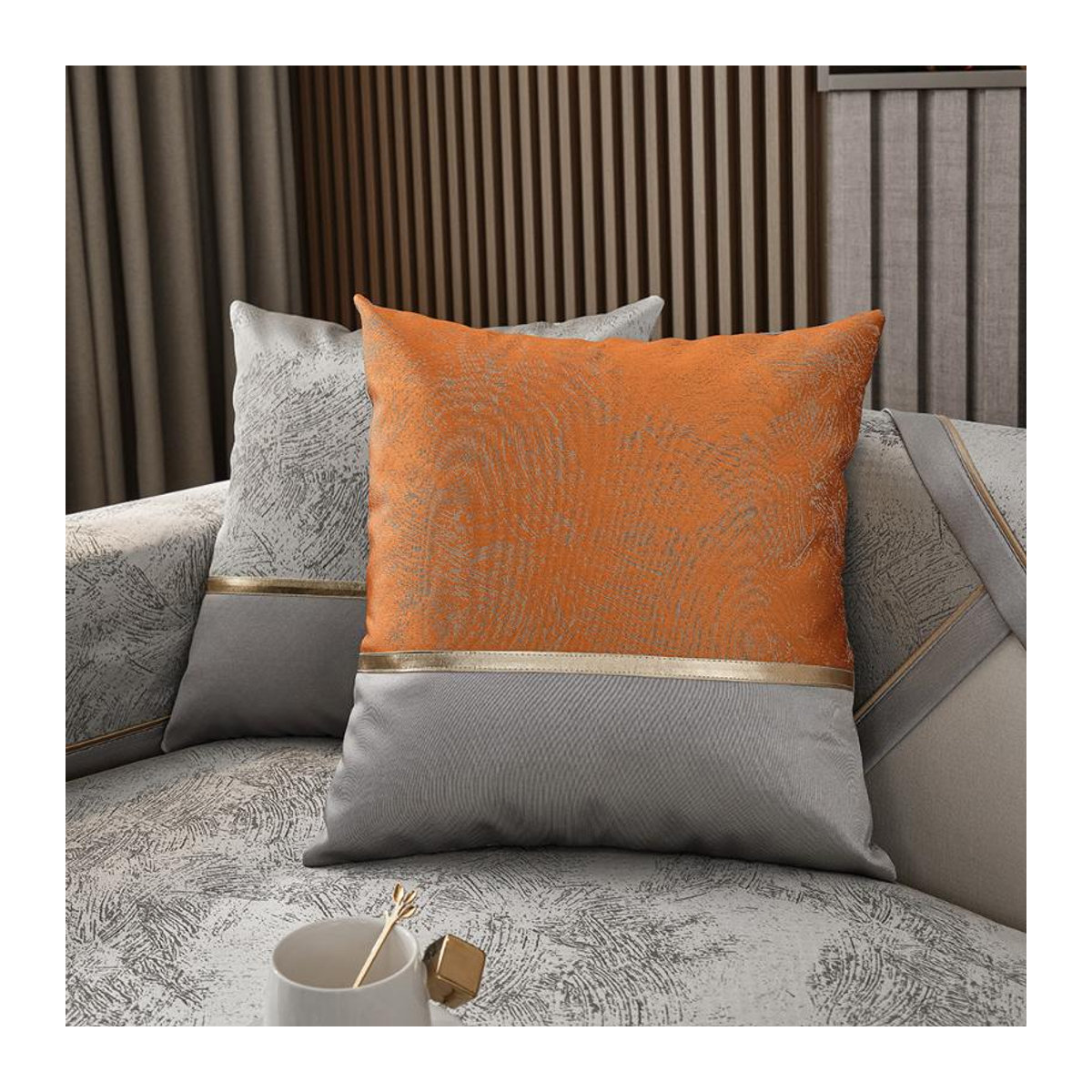 Super Six Jacquard-Sofabezug in Dunkelgrün, rutschfestes und staubdichtes Sofakissen für Schutz und Dekoration, B/B/H: 70 x 70 cm - Bild 2