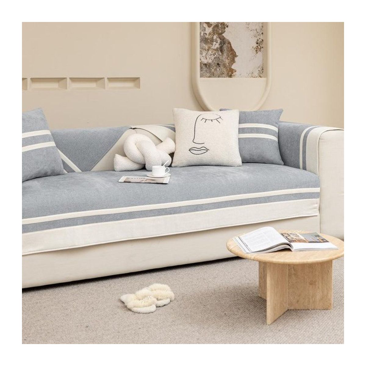 Super Six Kissenbezug Khaki Gestreift für dein Sofa B/H: 70 x 70 cm - Bild 1