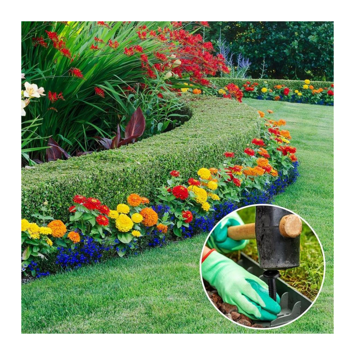 Super Six Kunststoff-Rasenpfähle 50 Stück, 20 cm Länge, Verankerungsspikes für Gartennetz, Pflasterkanten und Unkrautbarrieren - Bild 2