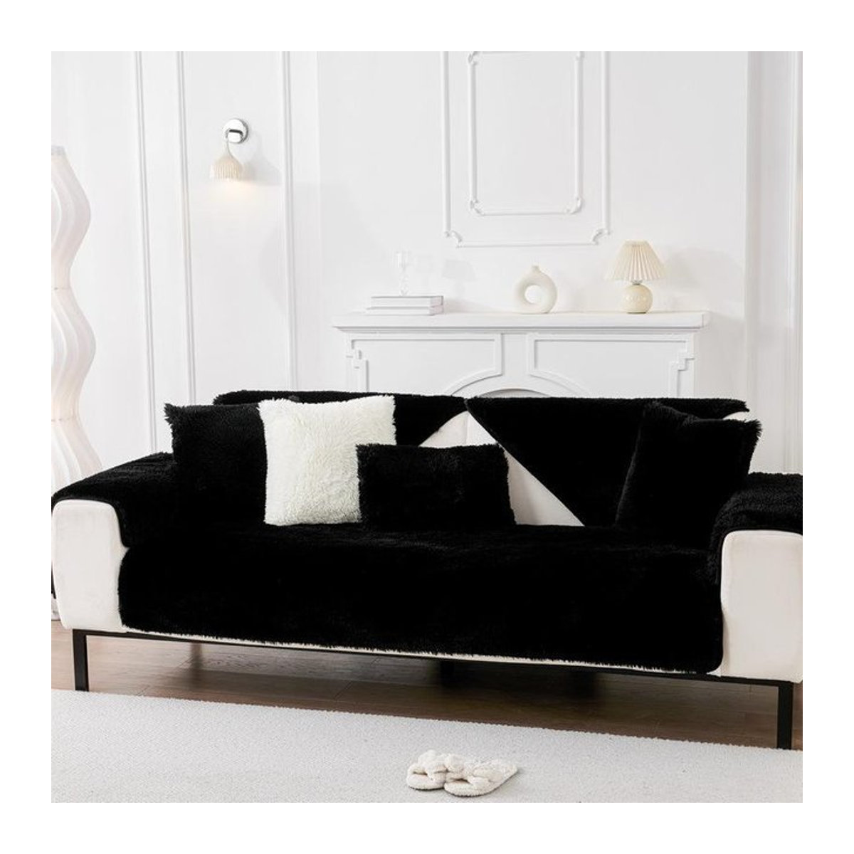 Super Six Rutschfestes Plüsch Sitzkissen mit Leder-Optik und Vollbezug für dein Sofa, B/B: 70 x 70 cm - Bild 1