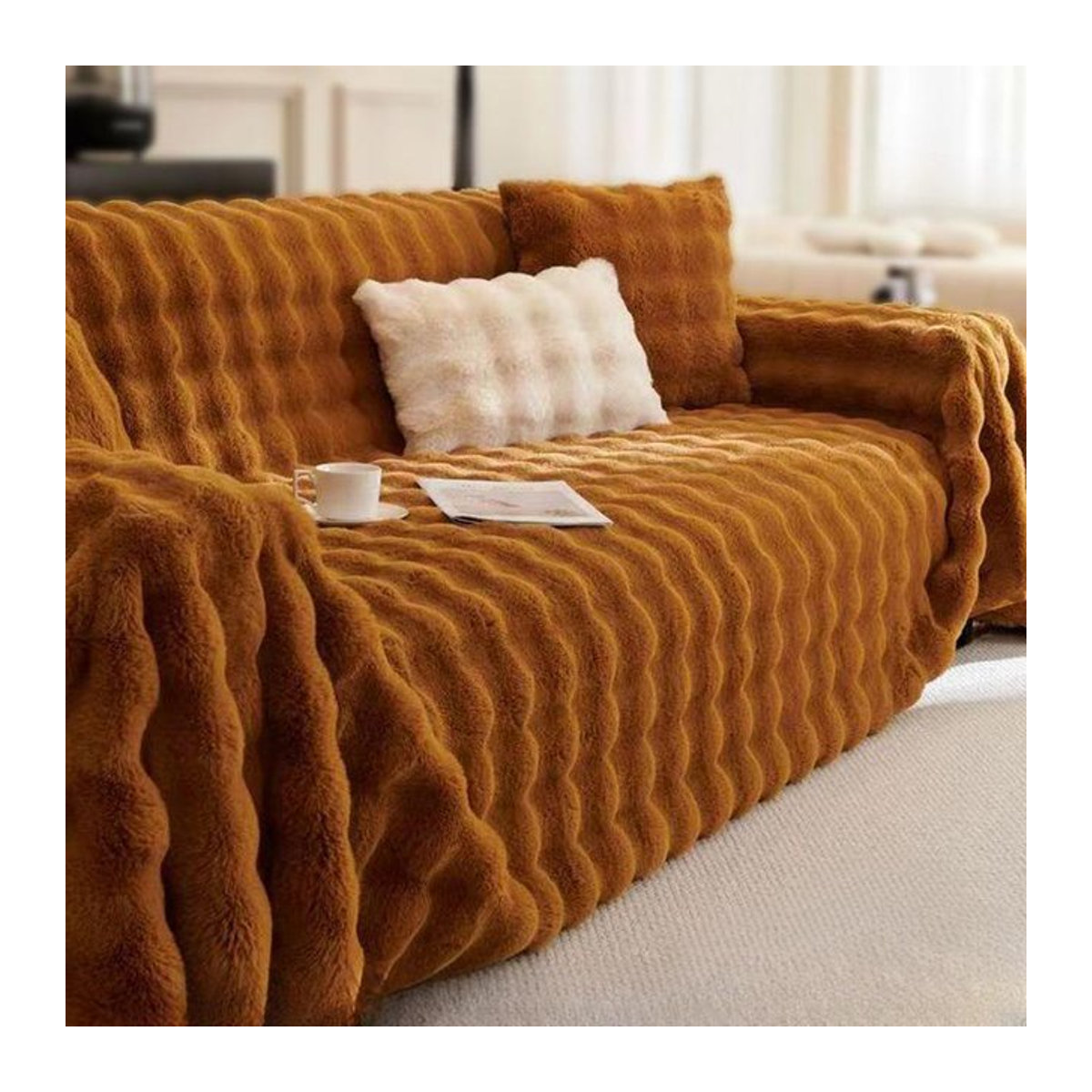 Super Six Sofa Überzug aus Samt, verdickt und kratzfest, B/B: 180 x 130 cm - Bild 1