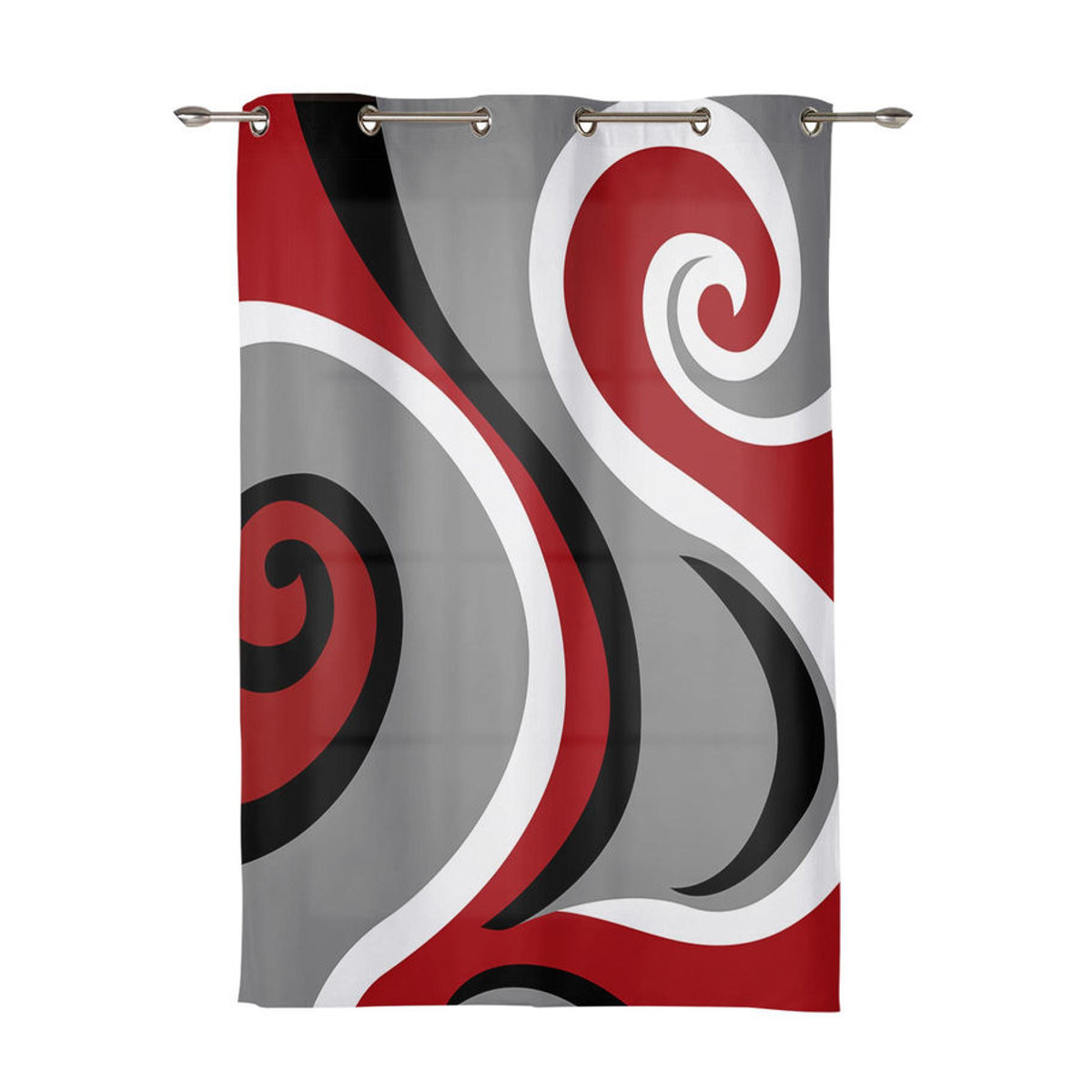 Super Six Vorhang mit abstraktem Wirbel-Design in Rot und Multicolor, halbtransparent, Breite: 135 cm, Höhe: 60 cm - Bild 2