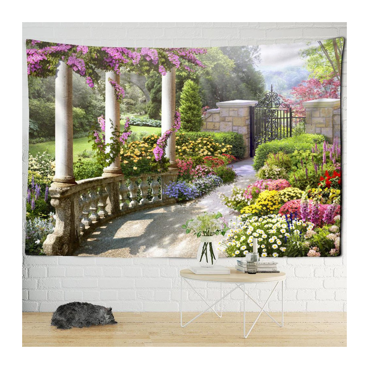 Super Six Wandteppich mit Landschaft und psychedelischem Engel im Bohemian Stil, mehrfarbig, Textil, B/H: 95 x 70 cm - Bild 5