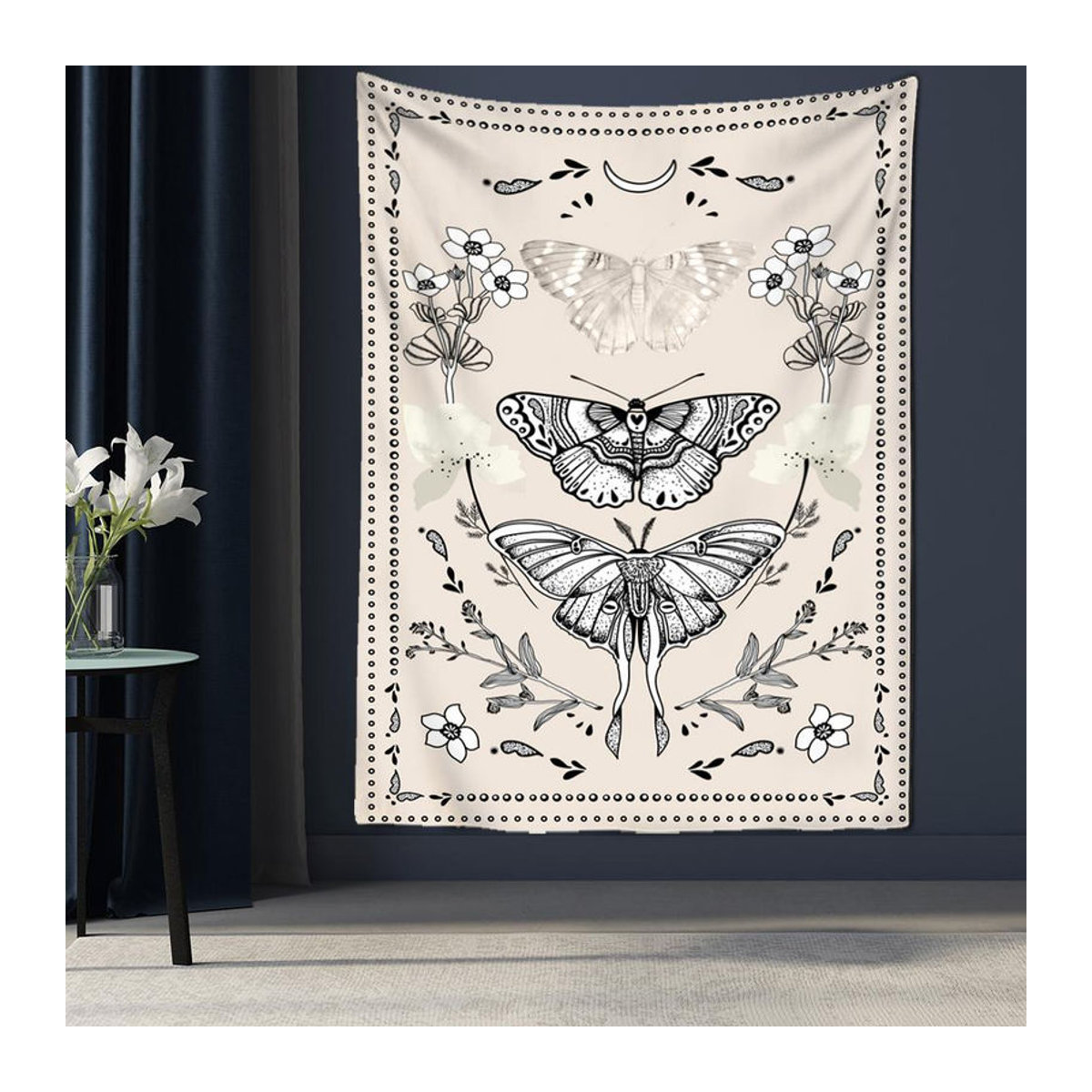 Super Six Wandteppich Schmetterling und Engel im Bohemian Stil, beige, B: 95 cm, H: 70 cm - Bild 2