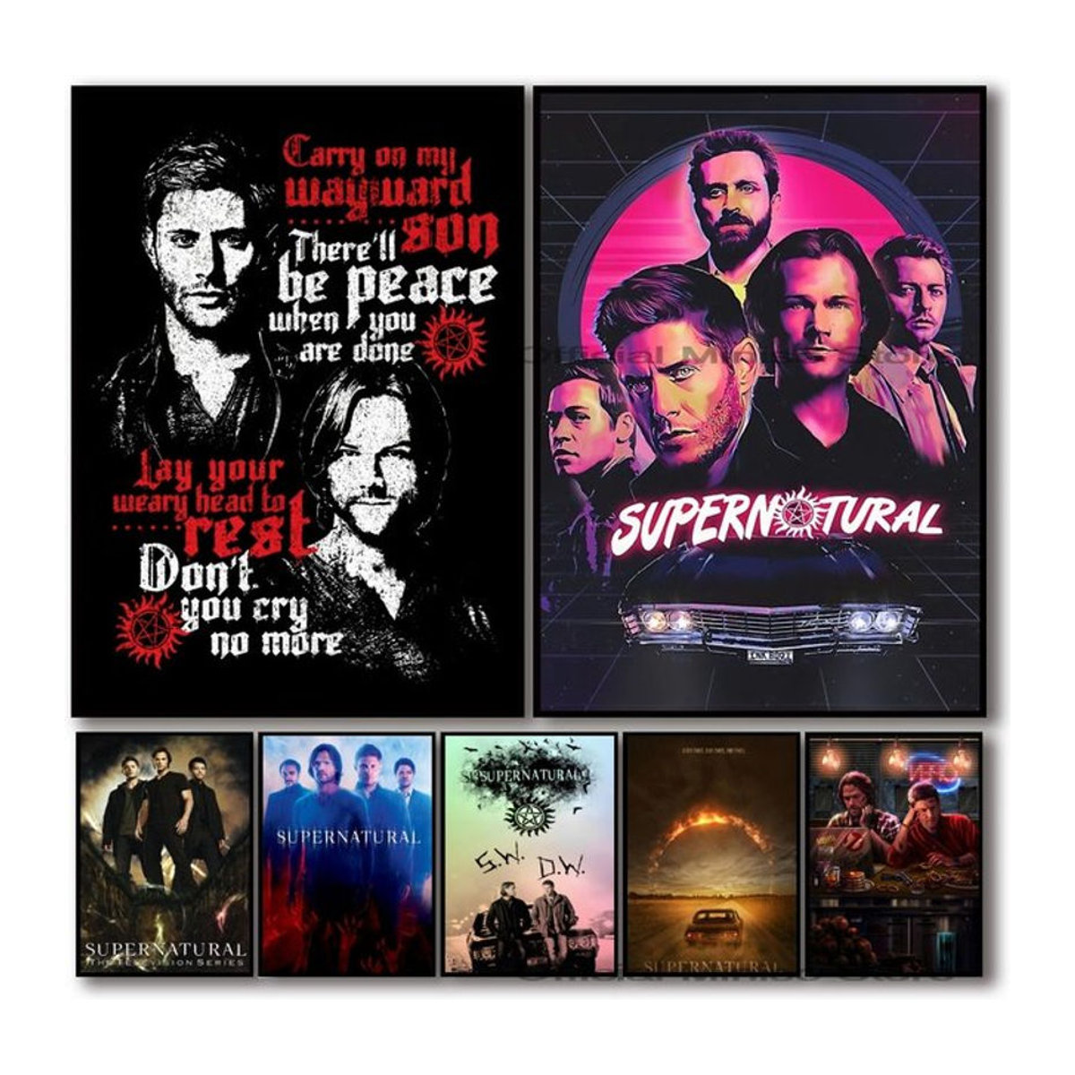 Supernatural TV Show Wandposter Selbstklebender Wasserdichter Papier Aufkleber in Vintage-Optik für dein Zuhause oder die Bar - Bild 1