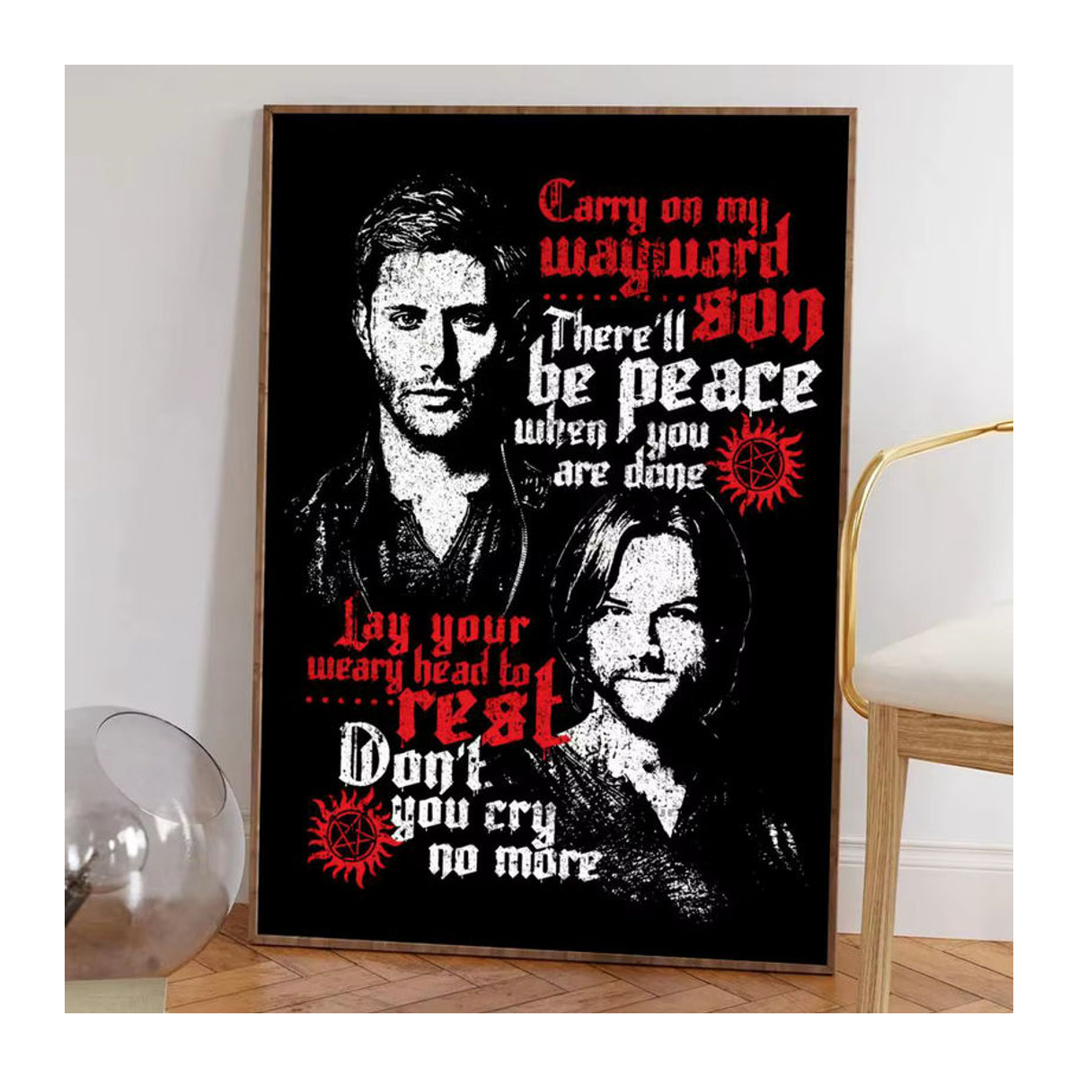 Supernatural TV Show Wandposter Selbstklebender Wasserdichter Papier Aufkleber in Vintage-Optik für dein Zuhause oder die Bar - Bild 5