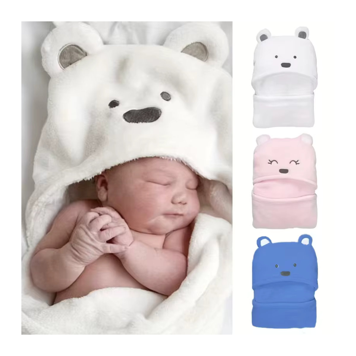 Superweiche Baby-Wickeldecke mit Plüschbären-Motiv in Rosa - Bild 2