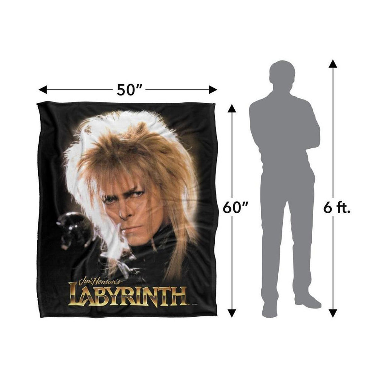 Superweiche Decke Labyrinth Kristallkugel Seidige Jareth Der Goblin-Koenig in Schwarz - Bild 3