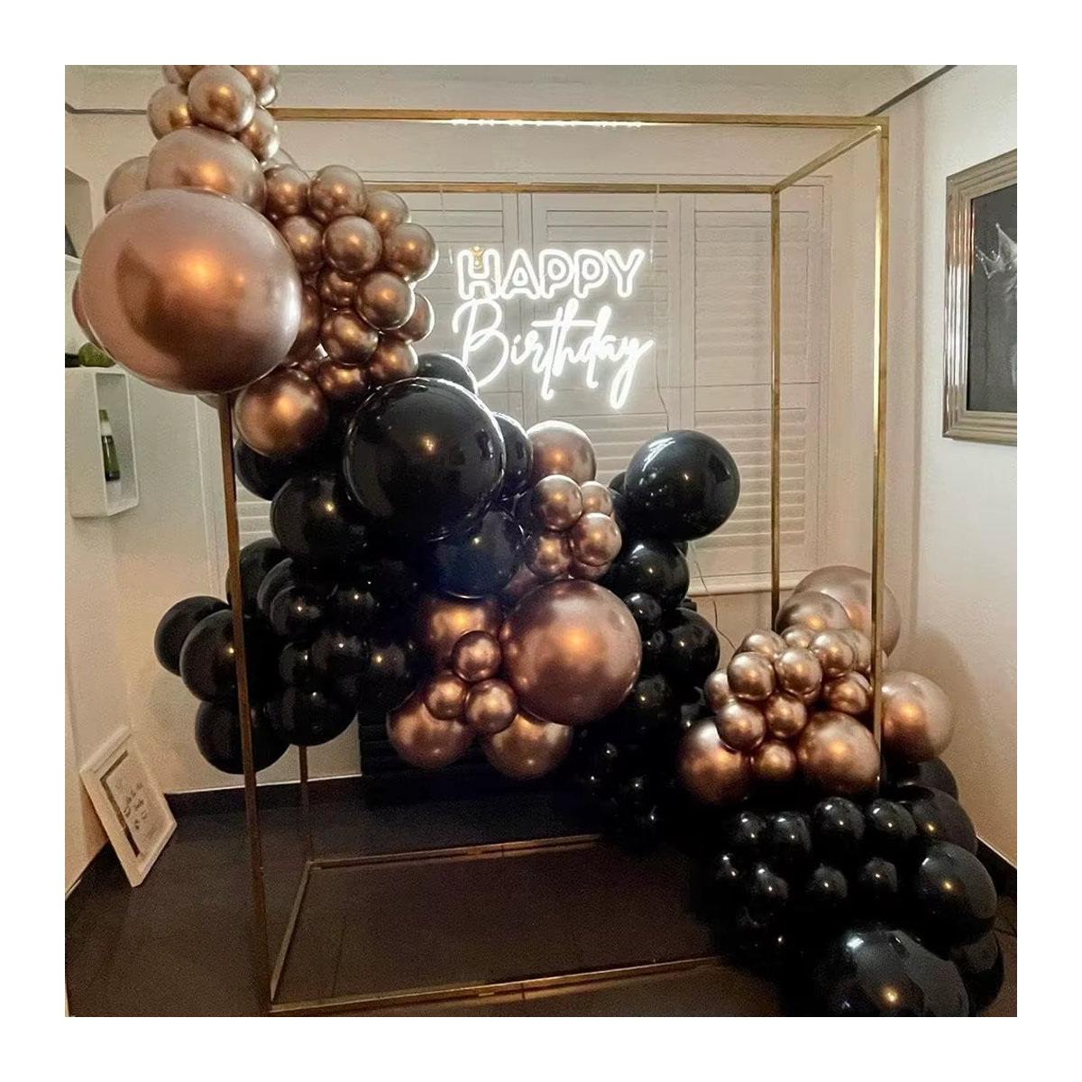 Surpsea Ballon Bogen Girlande Kit 112 Stück in Roségold und Schwarz mit Metallic Konfetti Luftballons für Hochzeit und Geburtstag - Bild 4