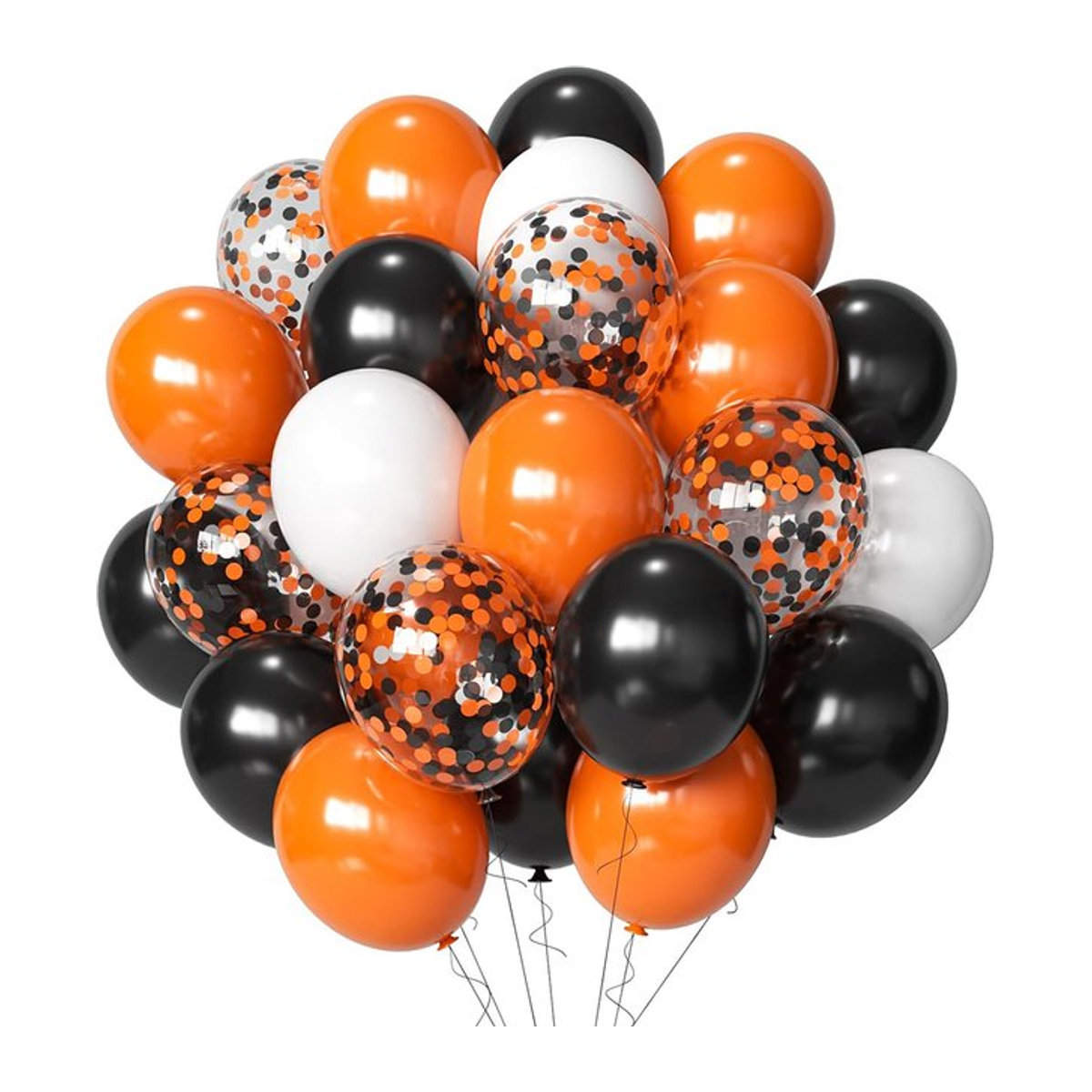 Surpsea Halloween Luftballons Set aus Latex in Schwarz und Orange mit Konfetti für Kinder und Partydekoration - Bild 1
