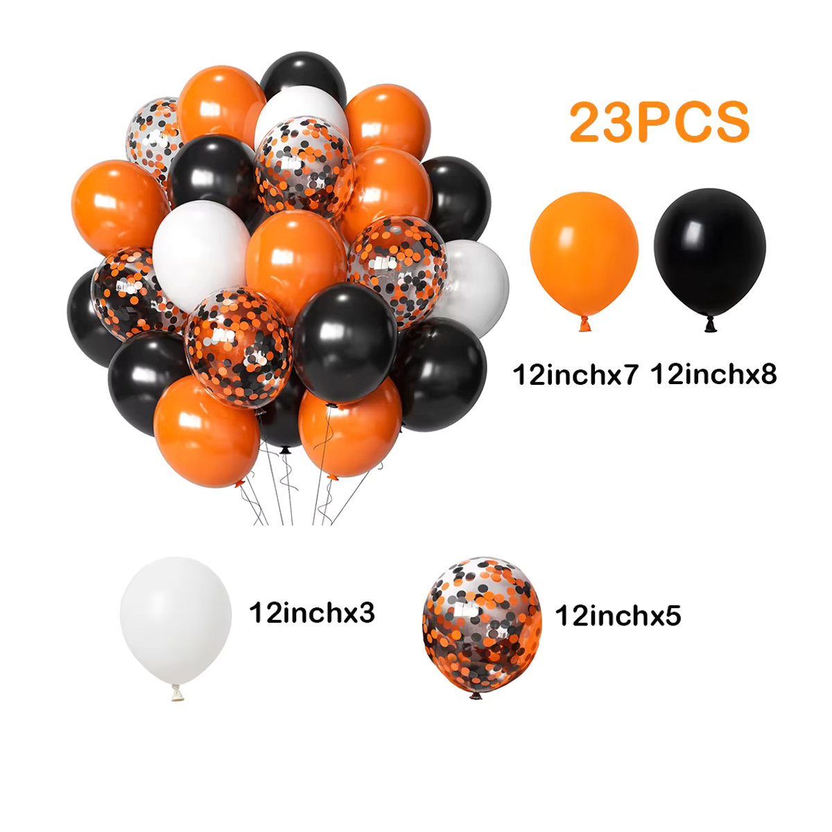 Surpsea Halloween Luftballons Set aus Latex in Schwarz und Orange mit Konfetti für Kinder und Partydekoration - Bild 2