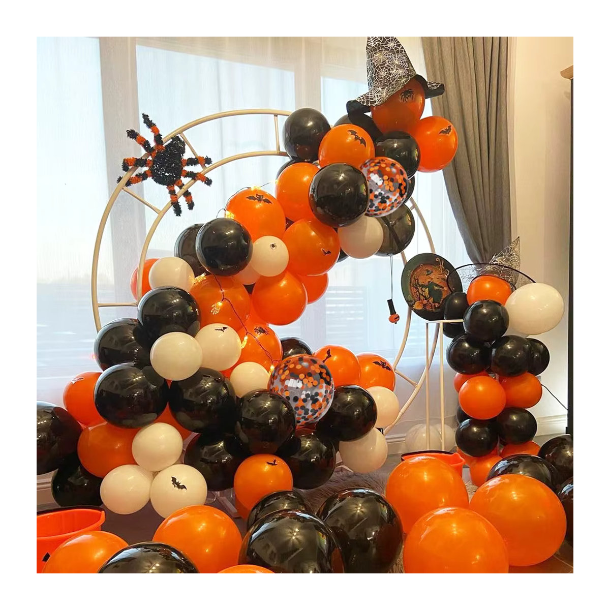 Surpsea Halloween Luftballons Set aus Latex in Schwarz und Orange mit Konfetti für Kinder und Partydekoration - Bild 3