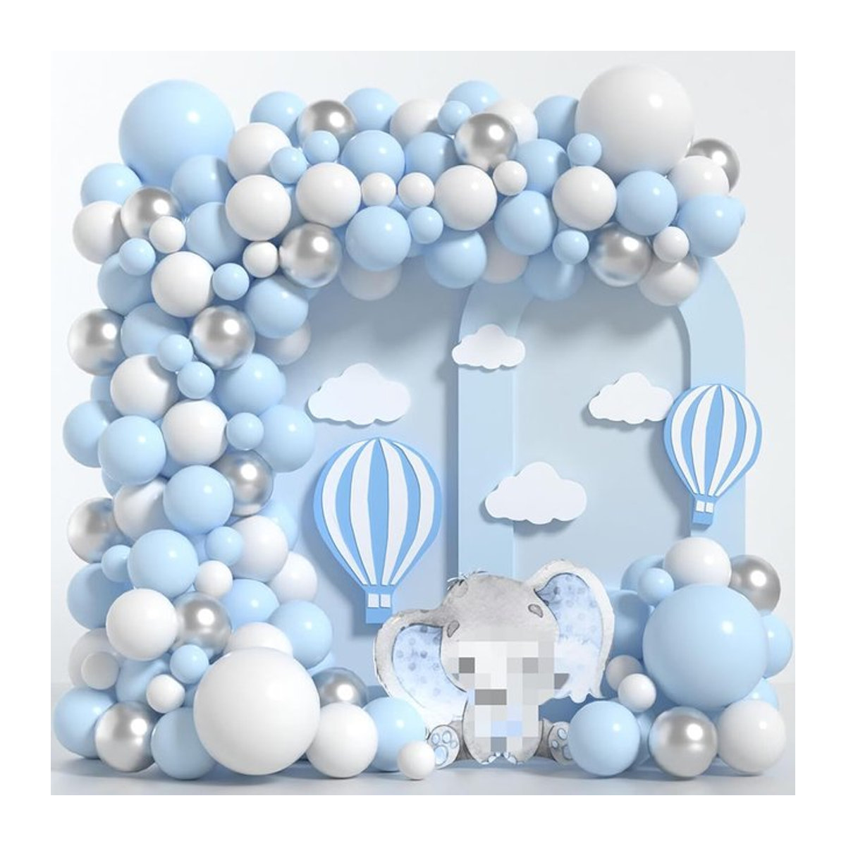Surpsea Luftballon Bogen Girlande Kit 106 Stücke in Pastell Baby Blau, Weiß und Silber für Baby Shower, Geburtstag oder Hochzeit - Bild 1