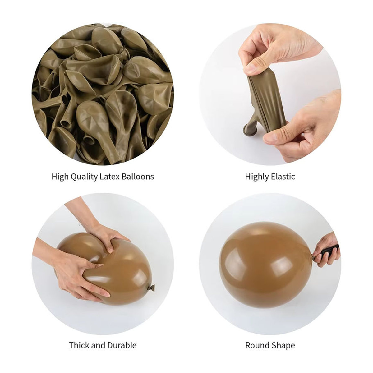 Surpsea Retro Latex Luftballons in Braun Grün und Weiß für Dschungel Safari Geburtstag Hochzeit und Babyparty, Durchmesser: 12,7 cm - Bild 2