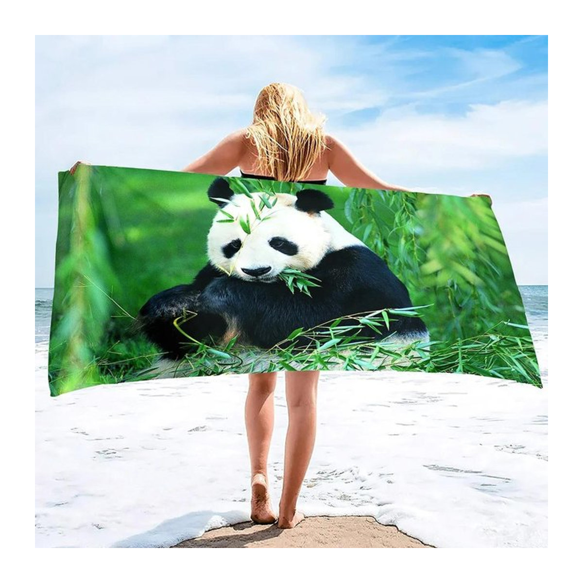 Süßes Panda Strandtuch aus schnelltrocknender Mikrofaser, weich und saugfähig, B: 30 cm, H: 60 cm - Bild 1